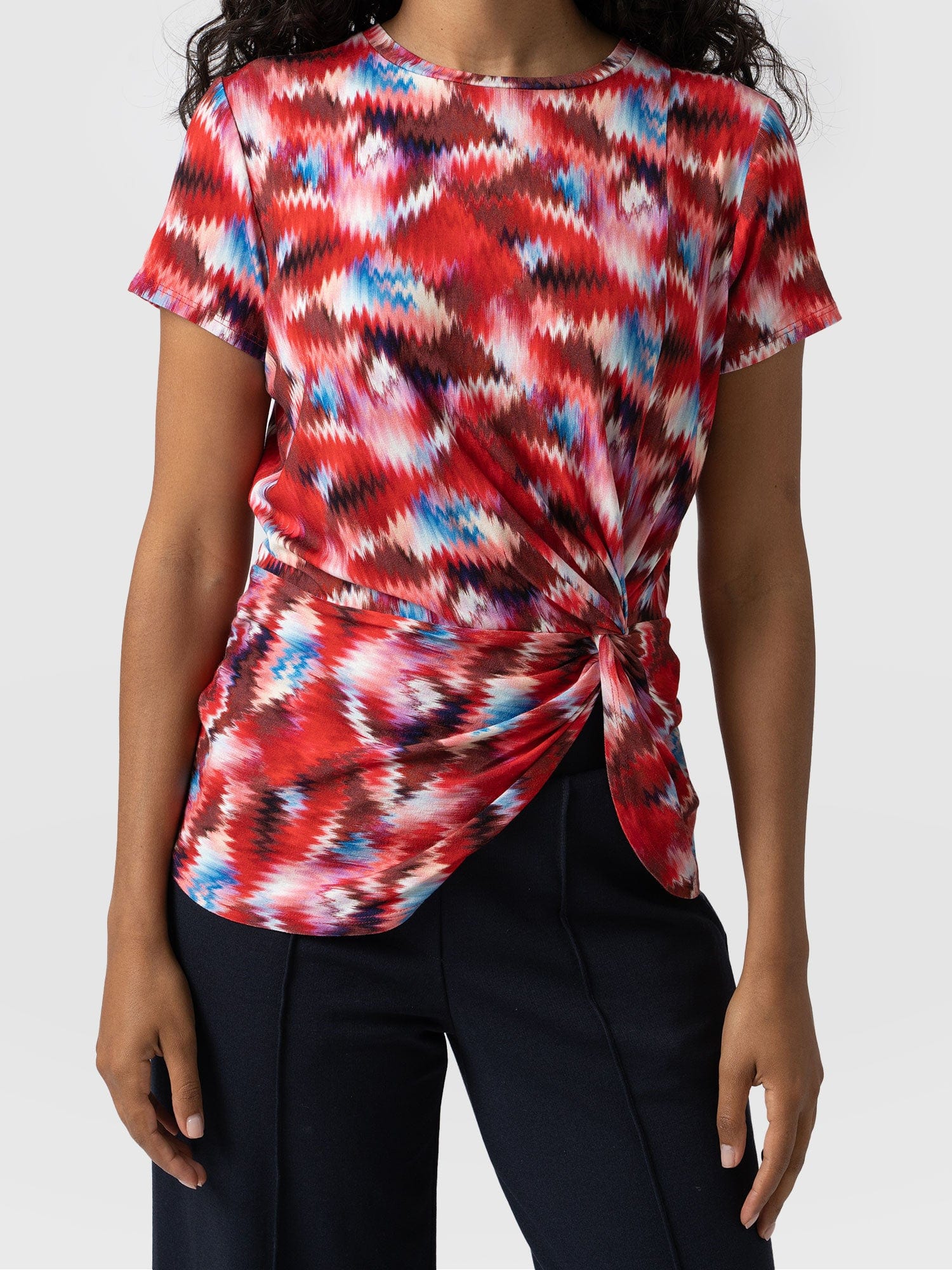 Kensal Twist Front Tee Red Marble - Women's Dresses | Saint + Sofia® USA